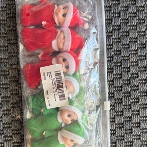 Set of Red and Green Elf Dolls